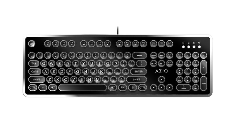 AZIO Retro Typewriter-Inspired Mechanical Keyboard Vintage Design w/Modern Features, Tactile & Clicky Blue Switch, N-Key Rollover, USB, 6ft Braided Cable, US/QWERTY Layout-Windows 10 & Newer - Image 3